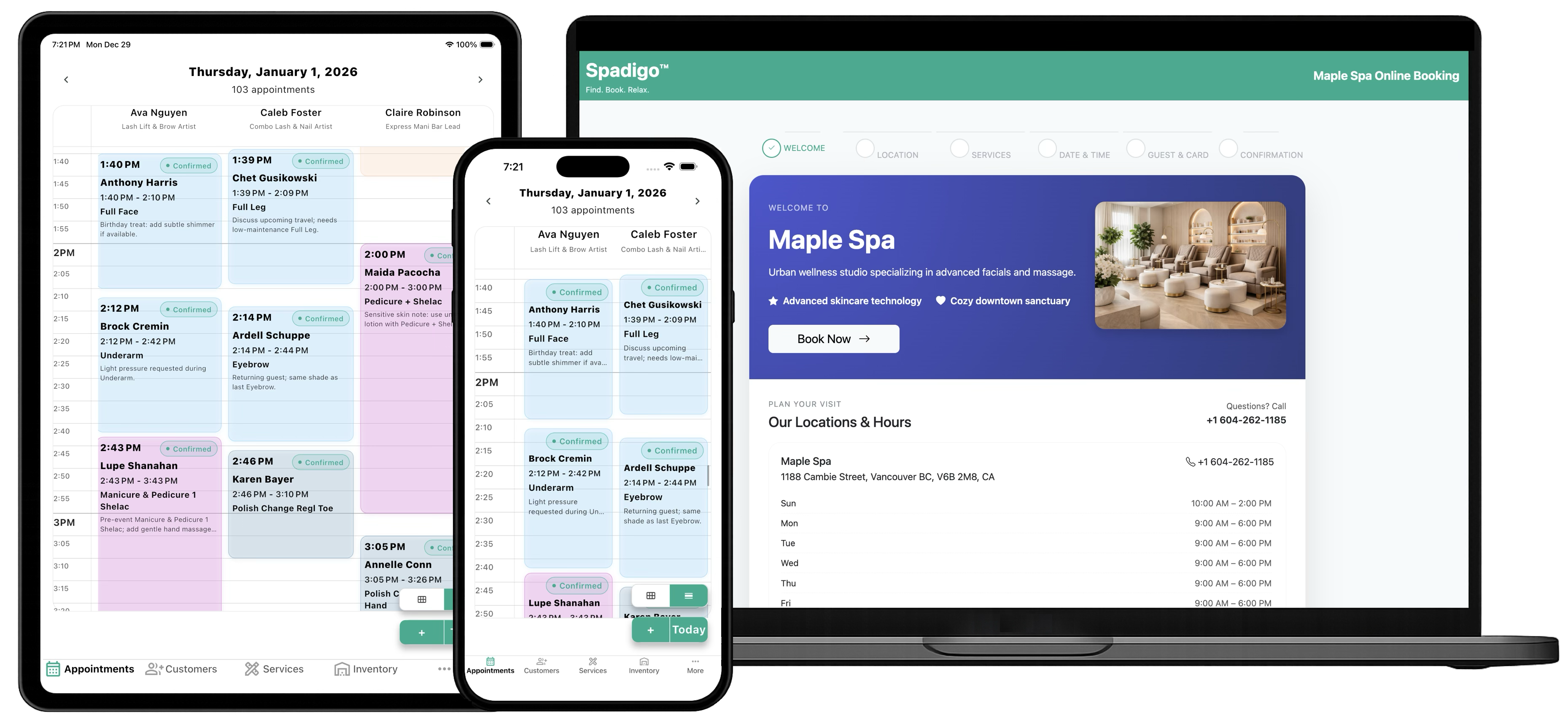 Spadigo web app dashboard